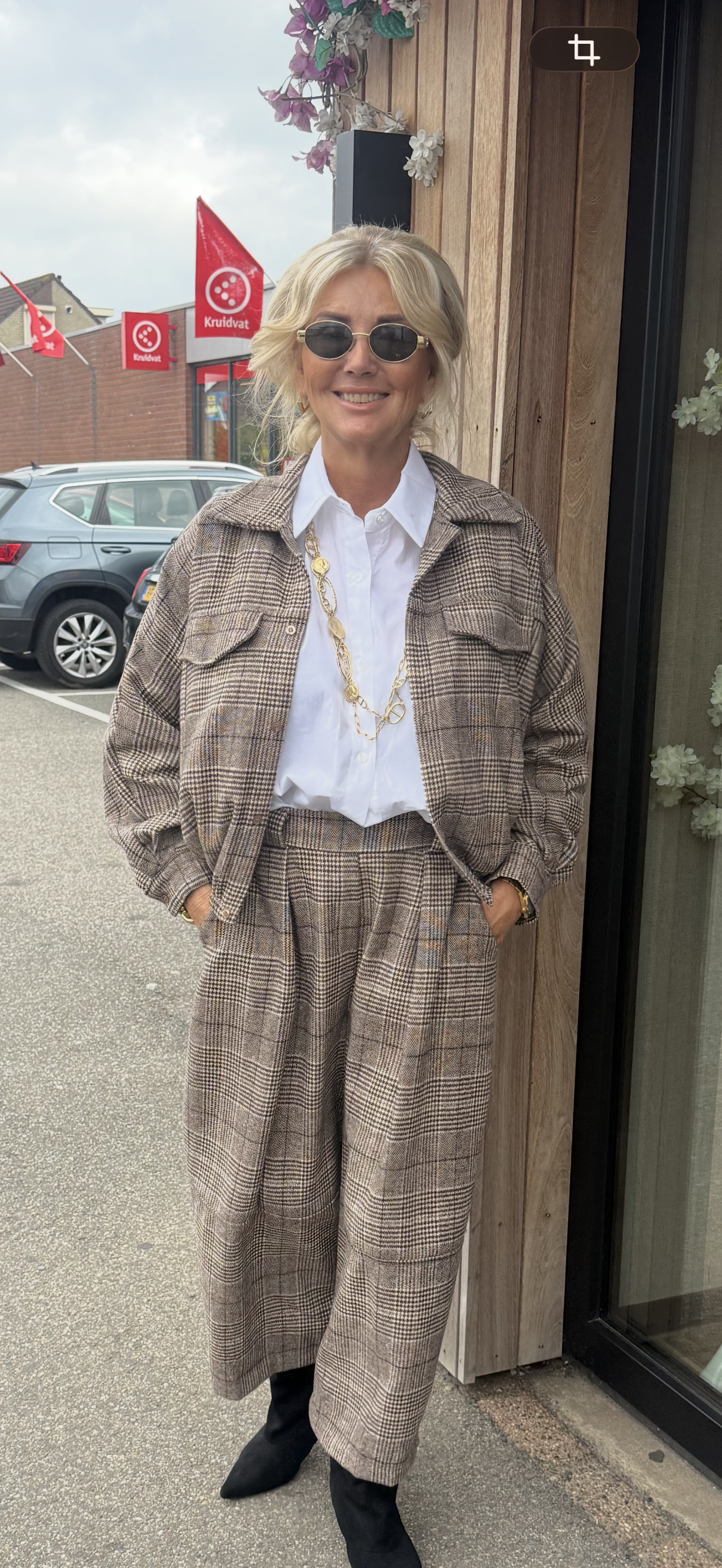 Bomber Jack / Blouse Jenny Ruit Bruin